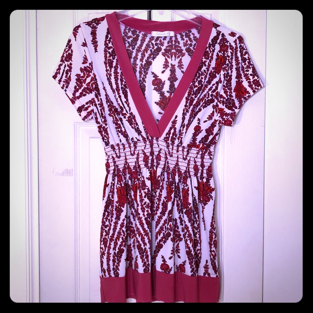 SALE!! 5/$20 - Pink floral babydoll top